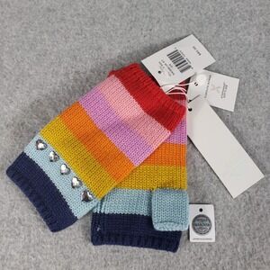 Carolyn Rowan Merino Rainbow Striped Gloves with Swarovski Crystals 3-10 Years